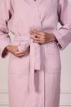 Soft Pink Waffle Cotton Bathrobe for Women – Free Size, Unisex, Solid Color, Machine Washable