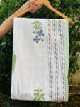 Gulabika- Rose Floral Hand Block Printed Dohar with Green Leaf Motifs