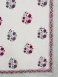 Karigari- Hand Block Printed King Size Bedsheet Set, Purple & Red Rose Bouquet Print