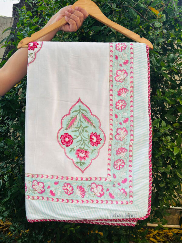 Trivritta- Hand Block Print Pure Cotton Muslin Dohar - Reversible