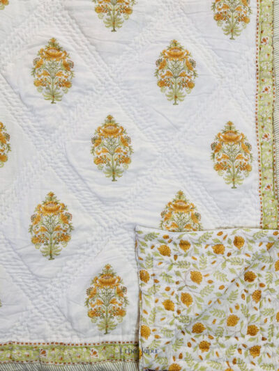 Kusumit Block Printed Cotton Muslin Quilt