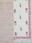 Kankalata - Pink Floral Hand Block Quilt with Daffodil Print