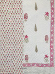 Kankalata - Pink Floral Hand Block Quilt with Daffodil Print