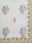 Harmony- Rajasthani Floral Charm Soft Pure Cotton Bedsheet with Yellow Floral Border & Red Motifs, King Size