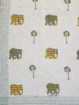 Yellow Trunk Block Printed Jaipuri Razai for Double Bed (90x108 IN)