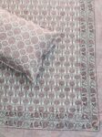 Harmony- Hand Block Printed Cotton King Size Bedsheet Pink Floral Motifs (108x108 inches)