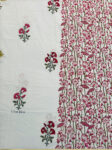 Harmony Hand Block Printed Rose Cotton Bedsheet – Red Floral Border, King Size