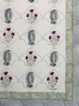 Harmony- Hand Block Printed Red Floral Blooms on Cream Base - Cotton King Size Bedsheet (108x108 inches)