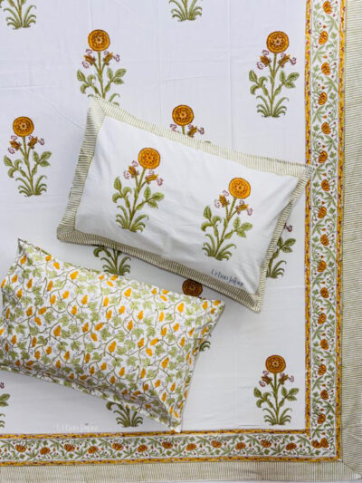 Kargari- Hand Block Bedsheet for Single Bed With Pillow Cover