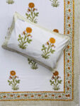 Karigiri - Hand Block Printed King Size Bedsheet with Floral Print