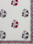Karigari- Hand Block Printed King Size Bedsheet Set, Purple & Red Rose Bouquet Print