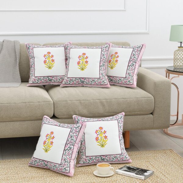 Sunset Blossom - Canvas Cotton Cushion Cover | 16x16 Inches