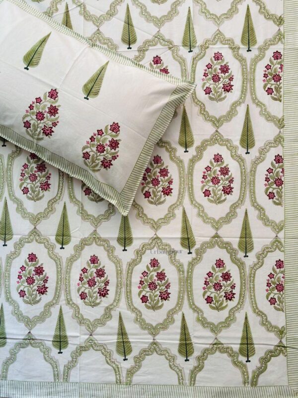 Harmony- Hand Block Printed Pure Cotton Single Bedsheet Set – 60x90 Inches