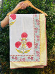 Block Printed Single Dohar - Red Floral Print, Reversible design - All Season