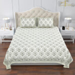 Elite - Jaipuri Pure Cotton King Size Bedsheet - Royal Jaal Print, Green