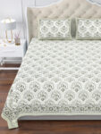 Elite - Jaipuri Pure Cotton King Size Bedsheet - Royal Jaal Print, Green