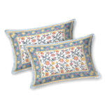 Elite - Jaipuri Pure Cotton King Size Bedsheet - Floral Vine Print, Peach, Multicolor
