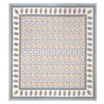 Elite - Jaipuri Pure Cotton King Size Bedsheet - Floral Vine Print, Peach, Multicolor
