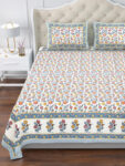 Elite - Jaipuri Pure Cotton King Size Bedsheet - Floral Vine Print, Pink