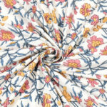 Elite - Jaipuri Pure Cotton King Size Bedsheet - Floral Vine Print, Peach, Multicolor
