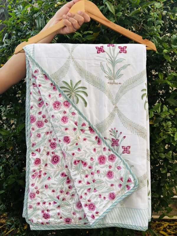 Summer Breeze Hand Block Mulmul Cotton Dohar for Single Bed