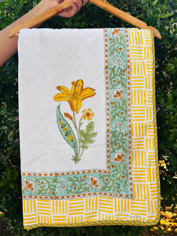 Orchid Bloom - Block Printed Reversible Mulmul Cotton Dohar for Summer