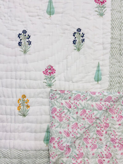 Hand Block Printed Jaipuri Quilt Double and Single Bed