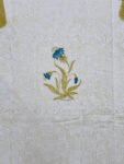 Karigari - Hand Block Printed Pure Cotton Bedsheet, Cream Base Mughal Floral, King Size with 2 pillow covers