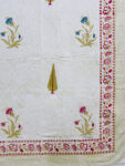 Karigari - Hand Block Printed Pure Cotton Bedsheet, Cream Base Mughal Floral, King Size with 2 pillow covers