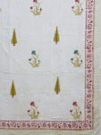 Karigari - Hand Block Printed Pure Cotton Bedsheet, Cream Base Mughal Floral, King Size with 2 pillow covers