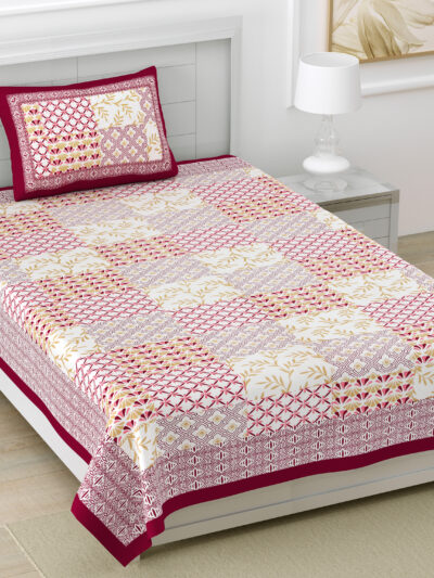 Geometric Print Single Bedsheet (60 x 90 inches) with Matching Pillow Cover