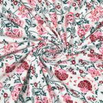 Pink Ethnic Floral Prints 210 TC Single Bedsheet Pure Cotton With Pillow Cover