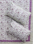 Kargari - Purple Floral Print Hand Block Printed Bedsheet Set