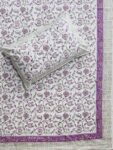 Kargari - Purple Floral Print Hand Block Printed Bedsheet Set