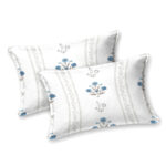 Kalakriti - Blue Floral King Size Bedsheet Set | 100% Mercerised Cotton | 100 x 108 Inches