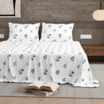 Kalakriti - Floral Jaipuri Print Cotton King Size Bedsheet (100x108 Inches) - Blue Floral Motifs