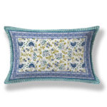 Ethnic Floral Printed Pure Cotton Bedsheet with Pillow Cover (Single/Double Size)- Blue
