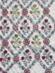 Reversible Hand Block Print Cotton Summer Quilt (Razai)- Grey and Red Garden Print