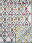 Reversible Hand Block Print Cotton Summer Quilt (Razai)- Grey and Red Garden Print