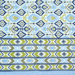 Ikat Print Pure Cotton Double Bed Bedsheet -Blue, Green