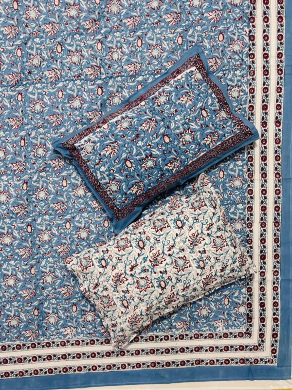 Karigari – Handblock Print King Size Cotton Bedsheet – Regal Blue Grandeur