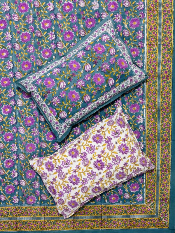 Harmony – Classic Floral Hand Block Printed King Size Cotton Bedsheet