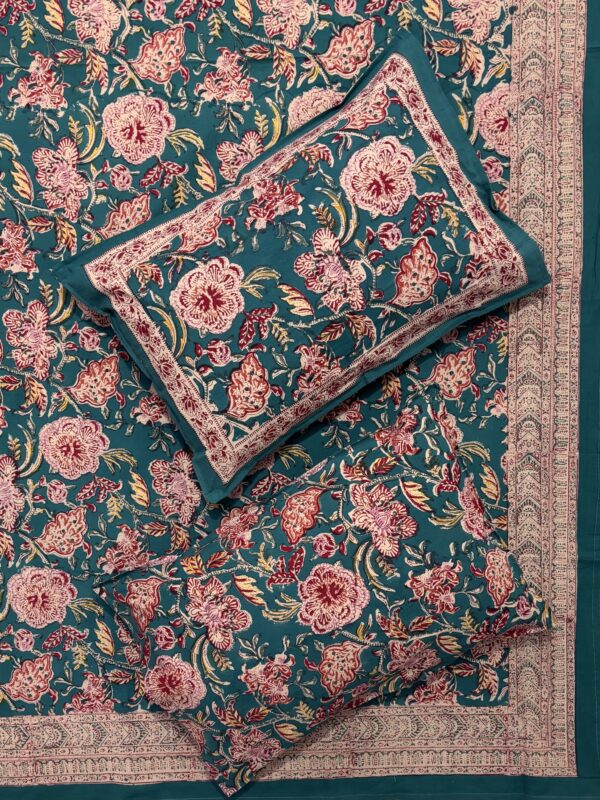 Karigari - Floral Hand Block Print Rapid Sol King Size Cotton Bedsheet – Timeless Rajasthani Charm