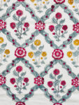 Harmony - Pink & Mustard Floral Jaal Hand Block Printed Cotton Bedsheet
