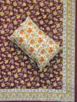 Harmony - Royal Maroon Handblock Printed Cotton Bedsheet (108 x 108 in) with Pillow CoversHarmony - Royal Maroon Handblock Printed Cotton Bedsheet (108 x 108 in) with Pillow Covers