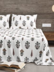 Kalakriti - Botanical Print King Size Bedsheet Set in 100% Mercerised Cotton (100 x 108 Inches) with 2 Pillow Covers