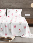 Kalakriti - Pink Floral Pure Cotton Floral Jaipuri King Size Bedsheet Set - 100x108 Inches