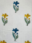Harmony - Hand Block Print King Size Bedsheet | Floral Print - Yellow, Blue