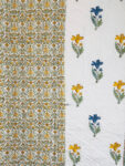 Block Print Bedding Set Of 4 Pcs - Block Print Quilt + King Size Bedsheet (Floral Print)