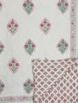 Trivritta – Hand Block Printed Jaipuri Razai on Cream Base (Double Bed)